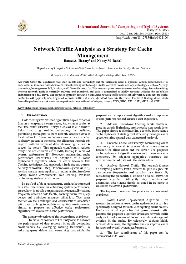 (PDF) Network Traffic Analysis as a Strategy for Cache Management