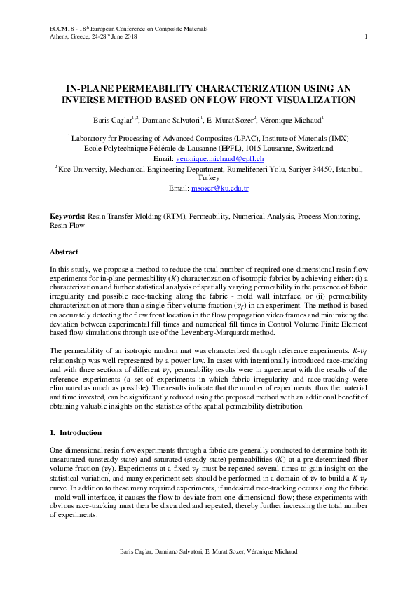 (PDF) In-Plane Permeability Characterization Using an Inverse Method ...