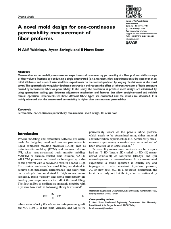 (PDF) A novel mold design for one-continuous permeability measurement ...