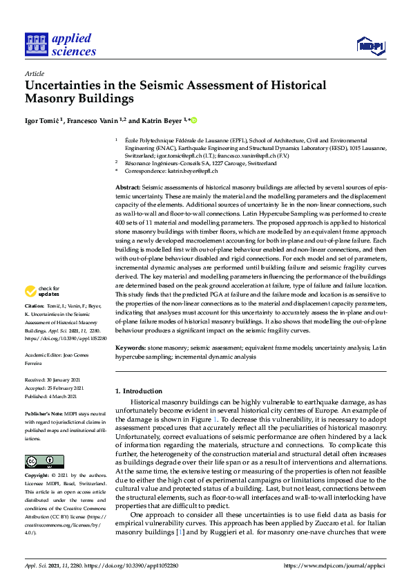(PDF) Uncertainties in the Seismic Assessment of Historical Masonry ...