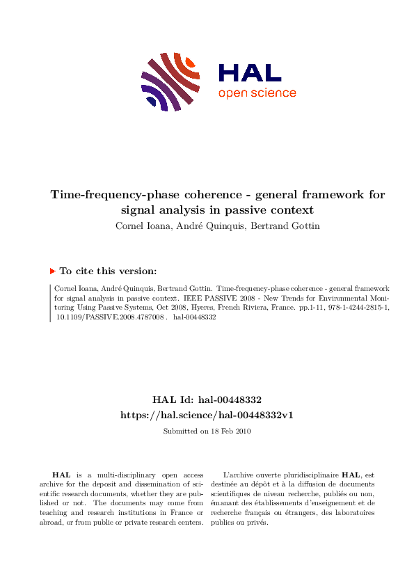 (PDF) Time-frequency-phase coherence - general framework for signal ...