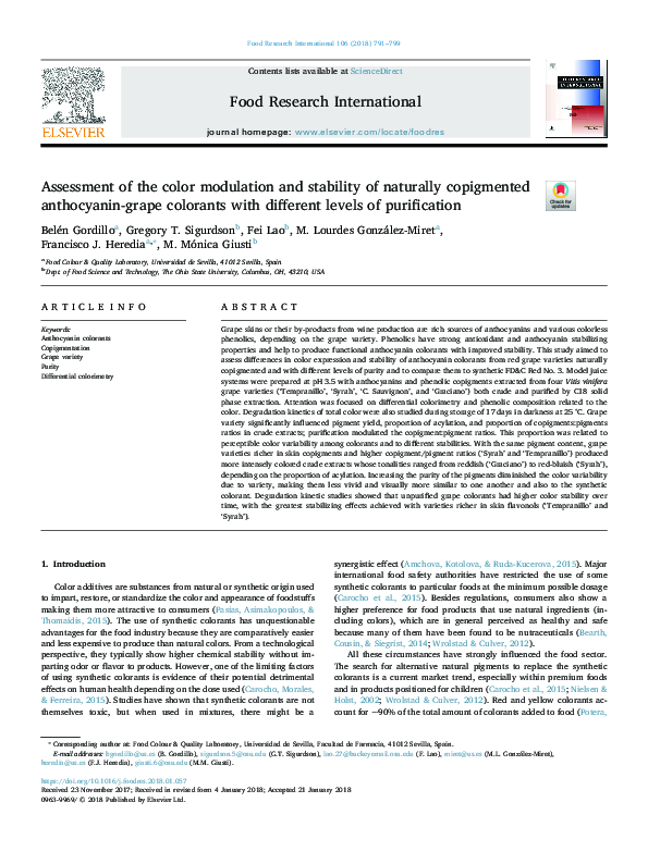 (PDF) Assessment of the color modulation and stability of naturally ...
