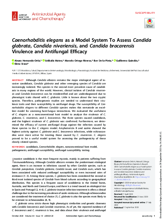 (PDF) Caenorhabditis elegans as a Model System To Assess Candida ...