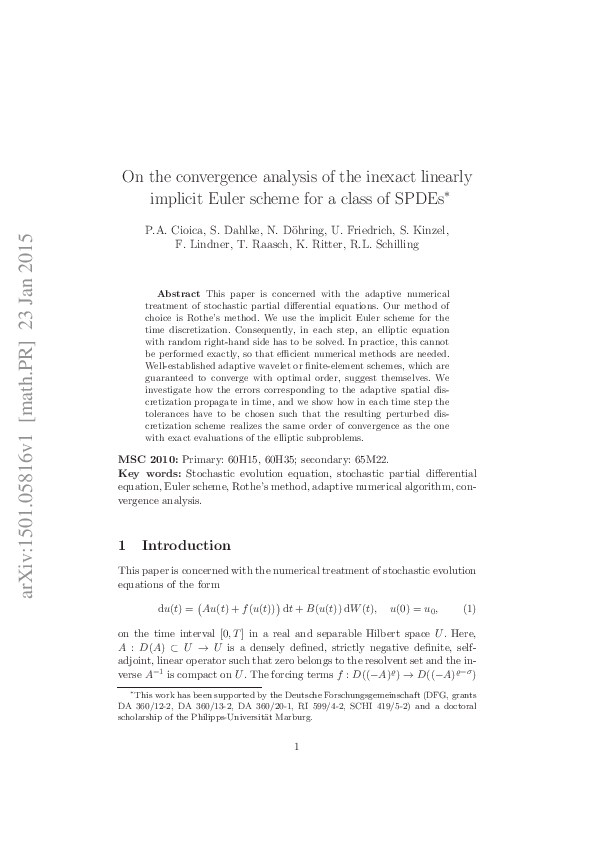 (PDF) On the Convergence Analysis of the Inexact Linearly Implicit ...