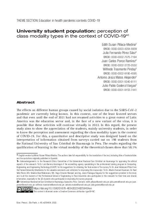 (PDF) University student population: perception of class modality types ...