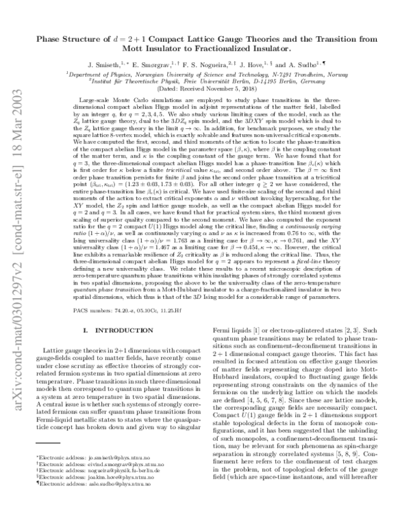 (PDF) Phase structure of (2+1)-dimensional compact lattice gauge ...
