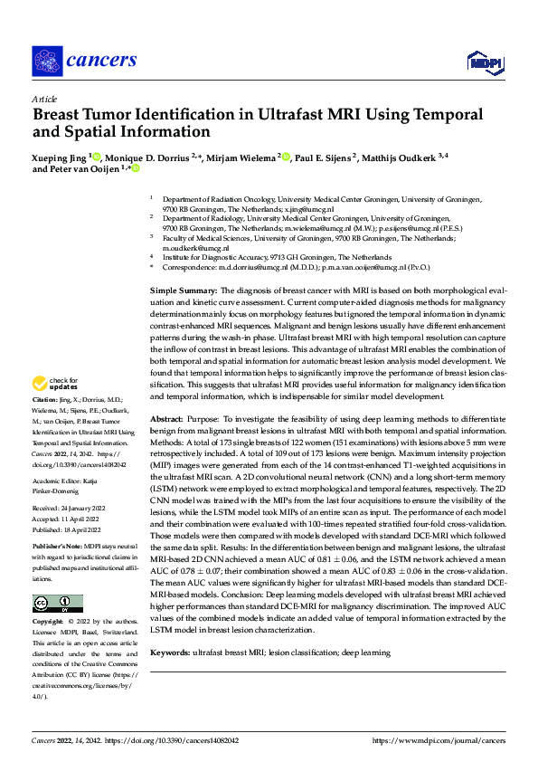 (PDF) Breast Tumor Identification in Ultrafast MRI using Temporal and ...