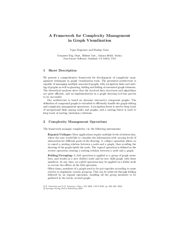 (PDF) A Framework for Complexity Management in Graph Visualization