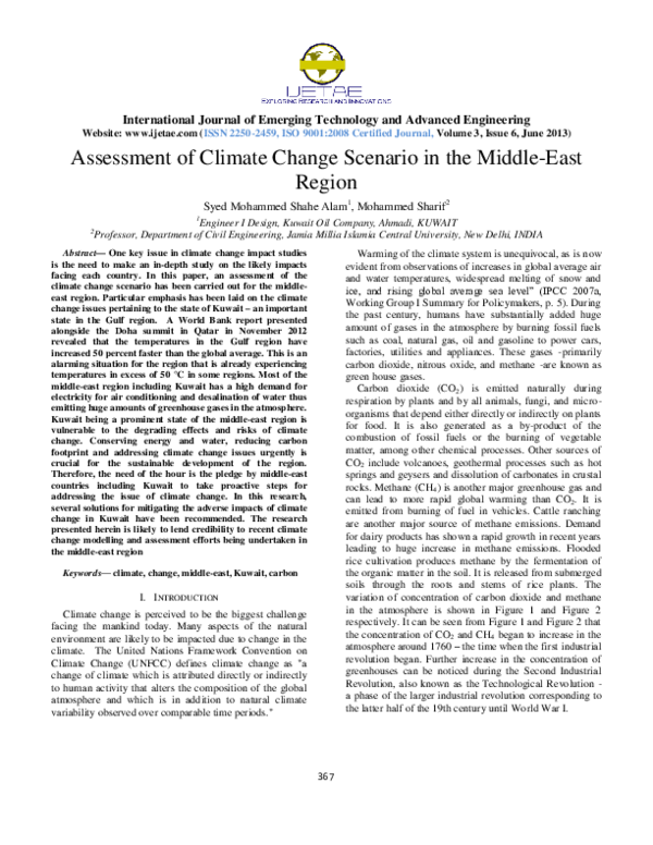(PDF) Assessment of Climate Change Scenario in the Middle-East Region