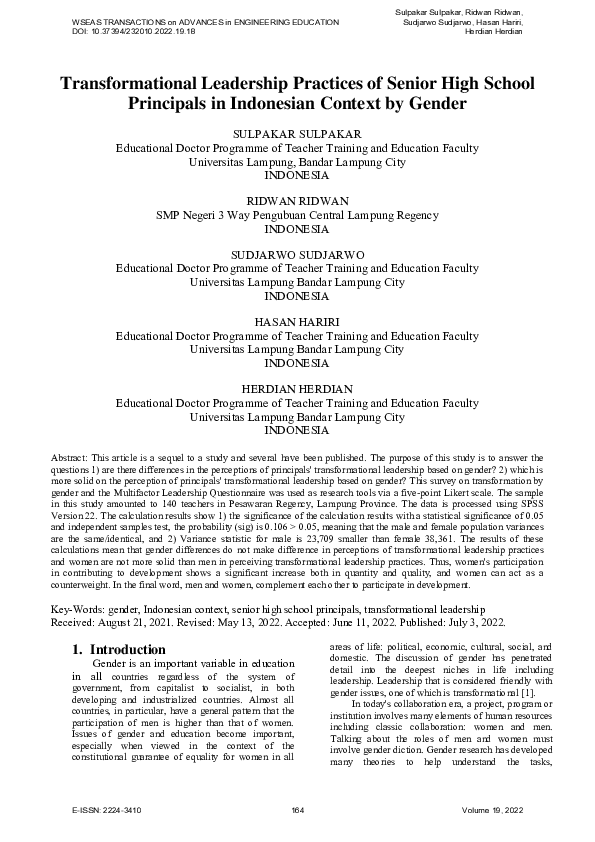 (PDF) Transformational Leadership Practices of Senior High School ...