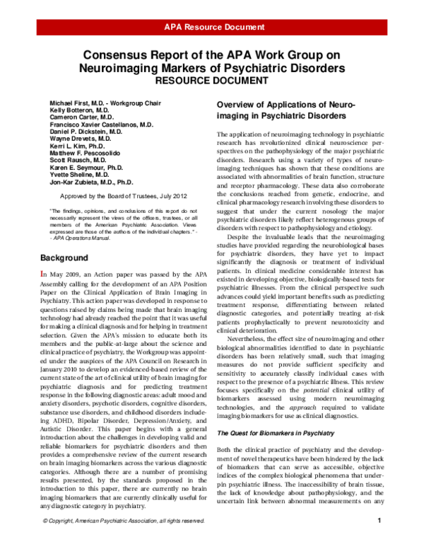 (PDF) Consensus Report of the APA Work Group on Neuroimaging Markers of ...
