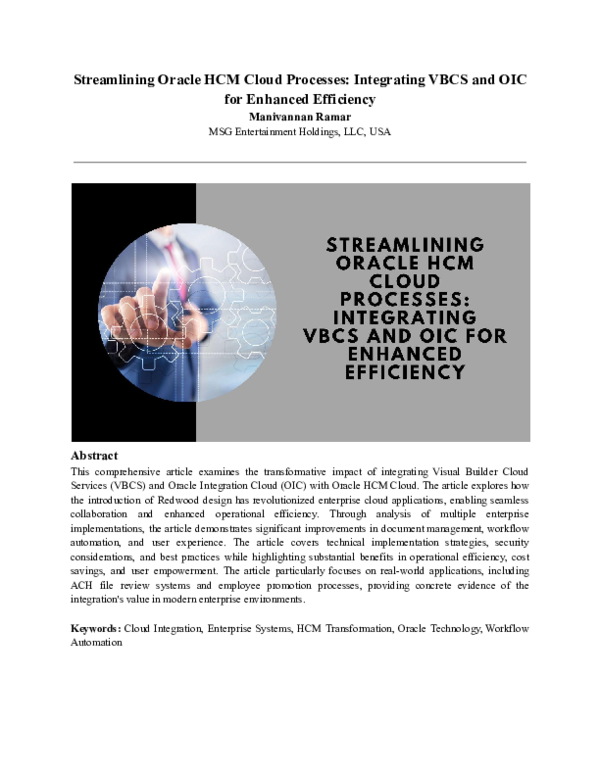 (PDF) Streamlining Oracle HCM Cloud Processes: Integrating VBCS and OIC ...