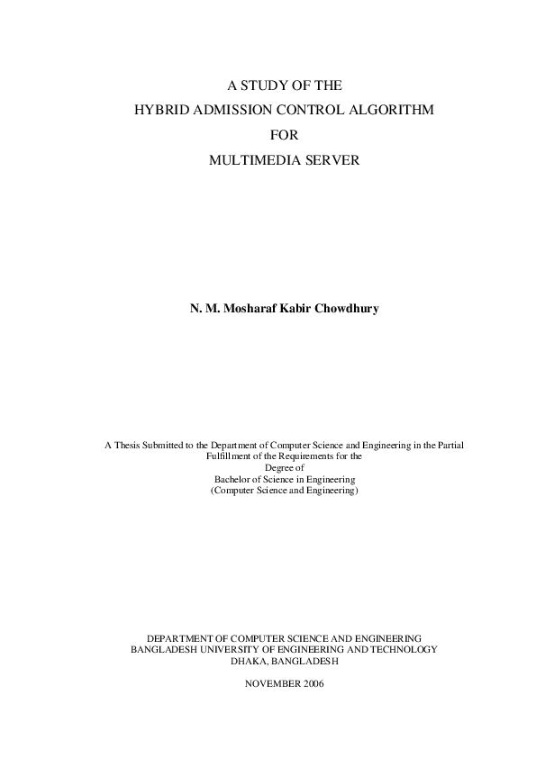 A Study Of The Hybrid Admission Control Algorithm For Multimedia Server