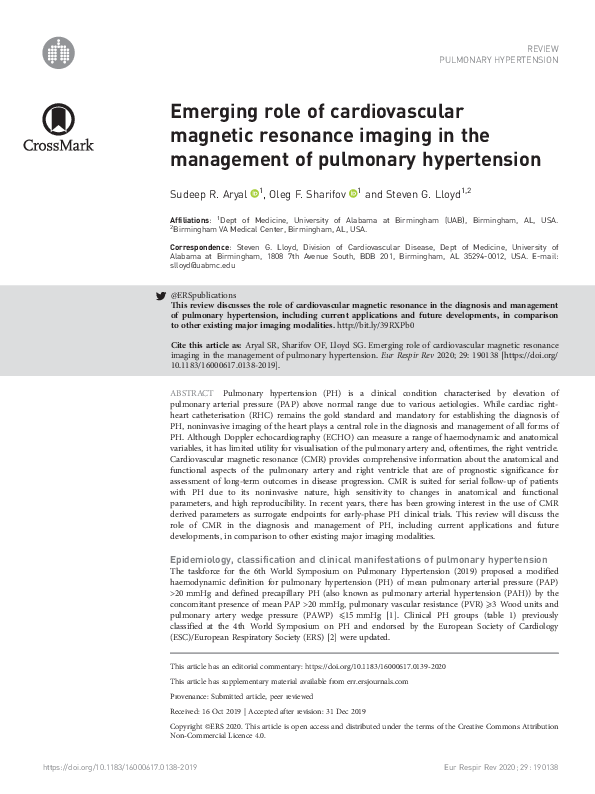 (PDF) Emerging role of cardiovascular magnetic resonance imaging in the ...
