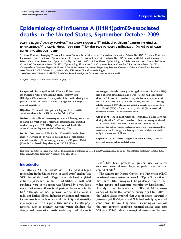 (PDF) Epidemiology of influenza A (H1N1)pdm09-associated deaths in the ...