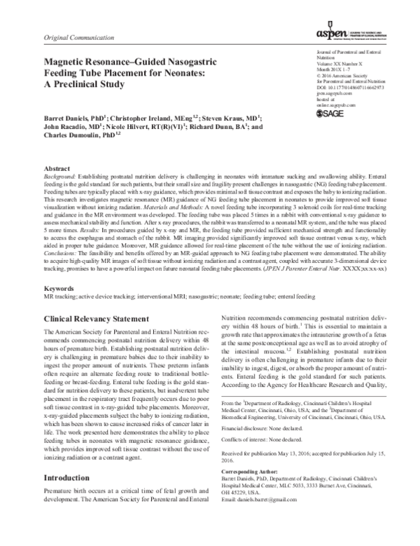 (PDF) Magnetic Resonance–Guided Nasogastric Feeding Tube Placement for ...