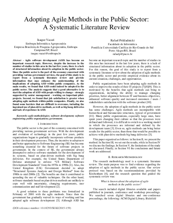 (PDF) Adopting Agile Methods in the Public Sector: A Systematic ...