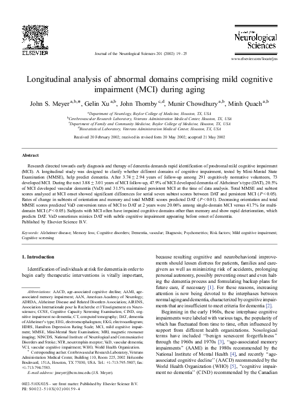 (PDF) Longitudinal analysis of abnormal domains comprising mild ...