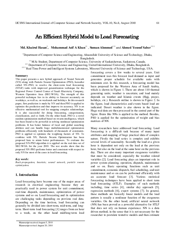 (PDF) An Efficient Hybrid Model to Load Forecasting