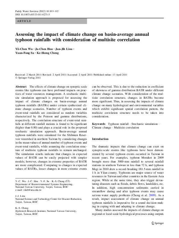 (PDF) Assessing the impact of climate change on basin-average annual ...