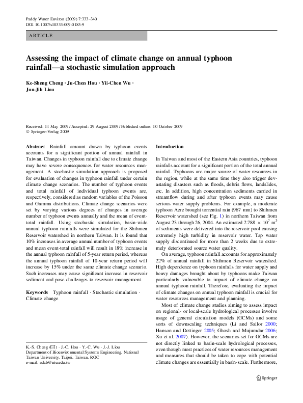 (PDF) Assessing the impact of climate change on annual typhoon rainfall ...