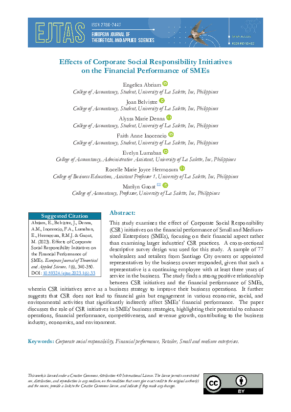 (PDF) Effects of Corporate Social Responsibility Initiatives on the ...