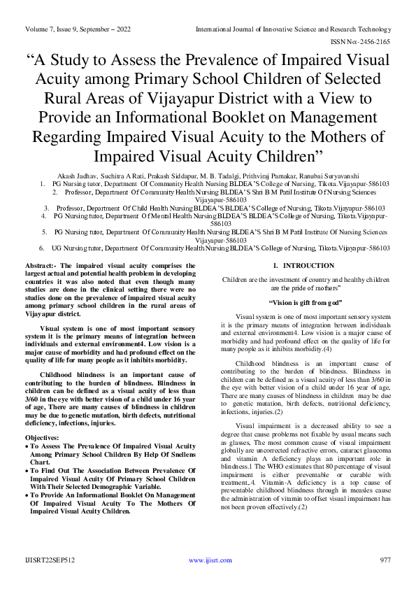 (PDF) A Study to Assess the Prevalence of Impaired Visual Acuity among ...