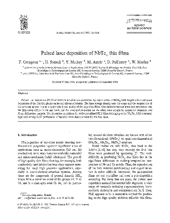 (PDF) Pulsed laser deposition of NbTex thin films
