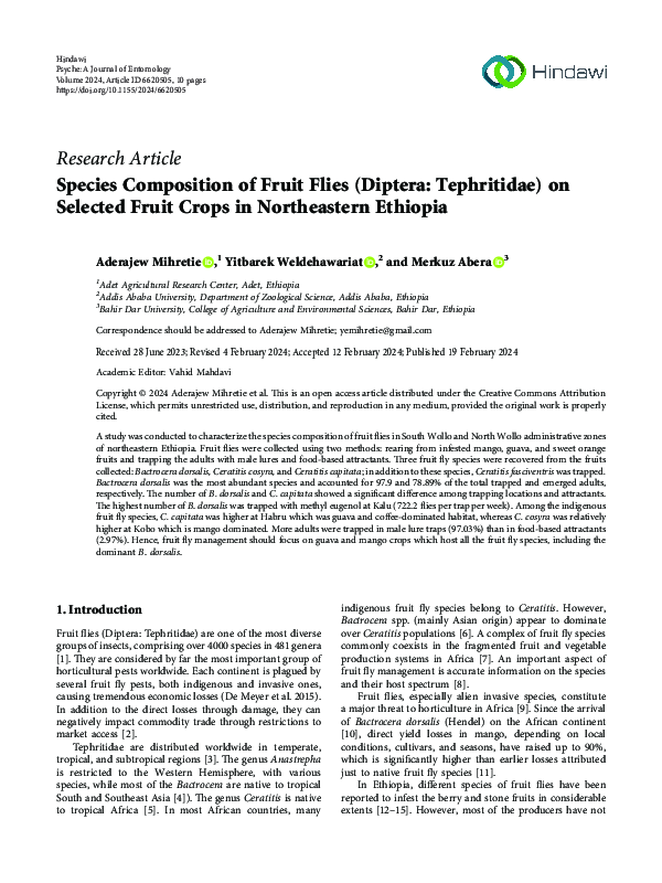 (PDF) Species Composition of Fruit Flies (Diptera: Tephritidae) on ...