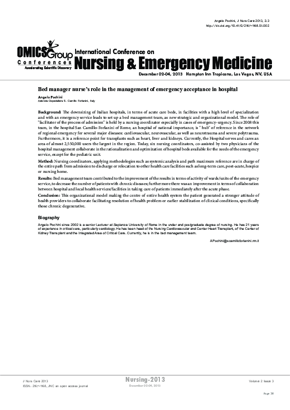 (PDF) Bed manager nurse?s role in the management of emergency ...