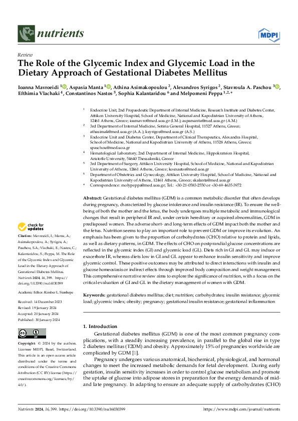 (PDF) The Role of the Glycemic Index and Glycemic Load in the Dietary ...