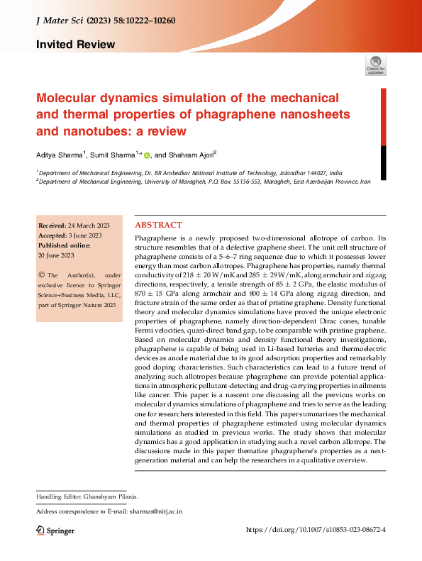 (PDF) Molecular dynamics simulation of the mechanical and thermal ...