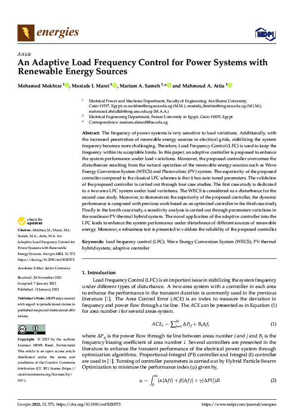 (PDF) An Adaptive Load Frequency Control for Power Systems with ...