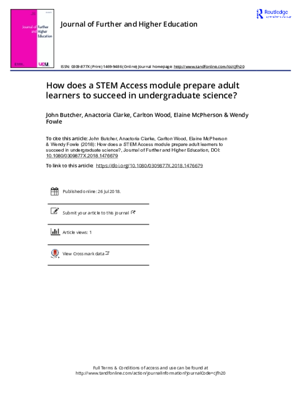 (PDF) How does a STEM Access module prepare adult learners to succeed ...