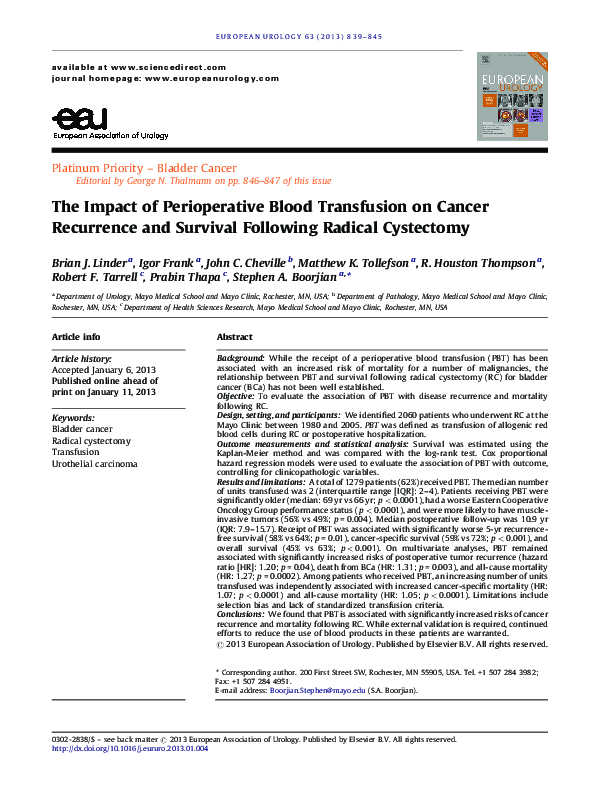 (PDF) The Impact of Perioperative Blood Transfusion on Cancer ...