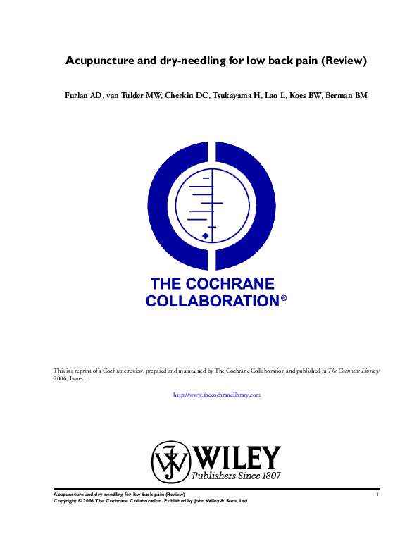 (PDF) Acupuncture and dry-needling for low back pain