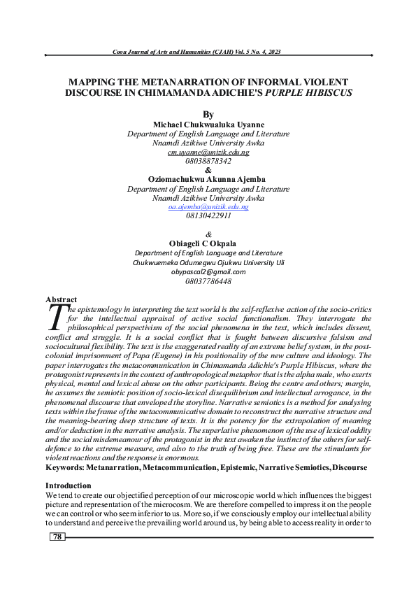 (PDF) MAPPING THE METANARRATION OF INFORMAL VIOLENT DISCOURSE IN ...