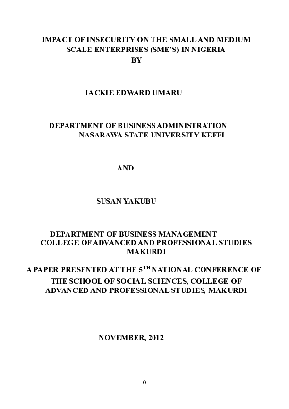 (PDF) Impact of Insecurity on the small and medium scale enterprises ...