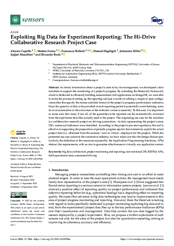 (PDF) Exploiting Big Data for Experiment Reporting: The Hi-Drive ...