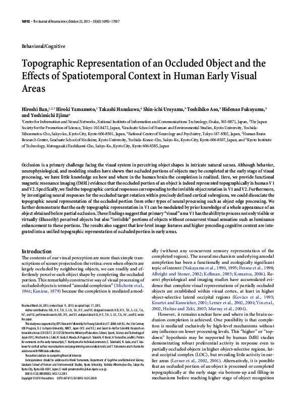 (PDF) Topographic Representation of an Occluded Object and the Effects ...