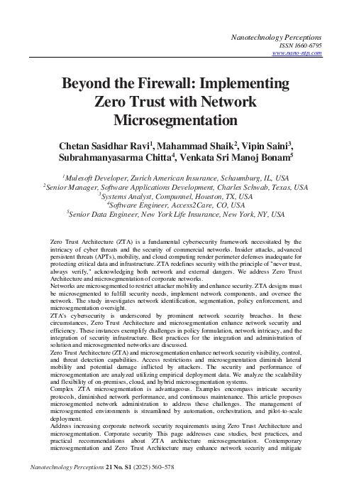 (PDF) Beyond the Firewall: Implementing Zero Trust with Network ...