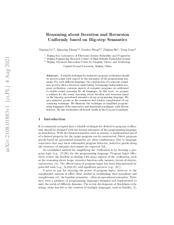 (PDF) Reasoning About Iteration and Recursion Uniformly Based on Big ...