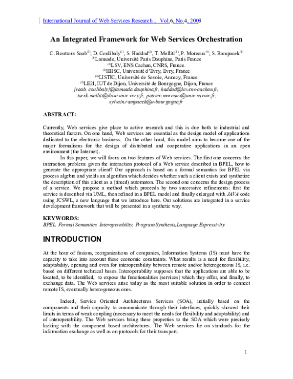 (PDF) An Integrated Framework for Web Services Orchestration