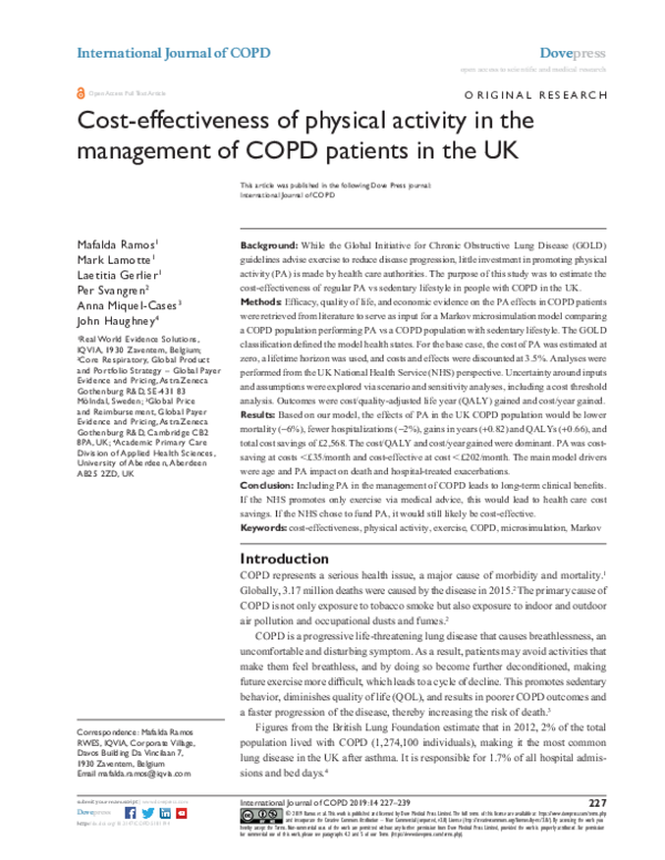 (PDF) The cost-effectiveness of physical activity in the management of ...