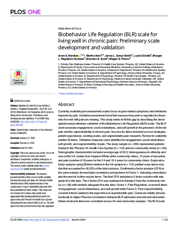 (PDF) Biobehavior Life Regulation (BLR) scale for living well in ...