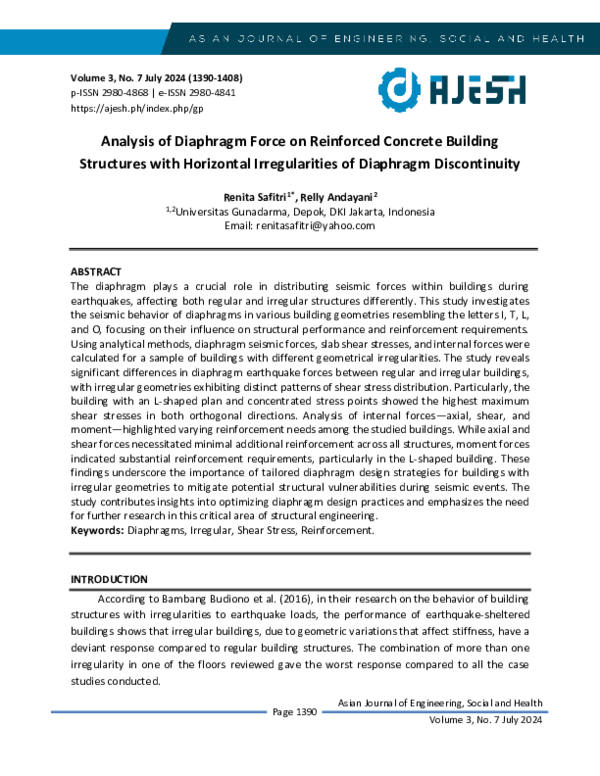 (PDF) Analysis of Diaphragm Force on Reinforced Concrete Building ...
