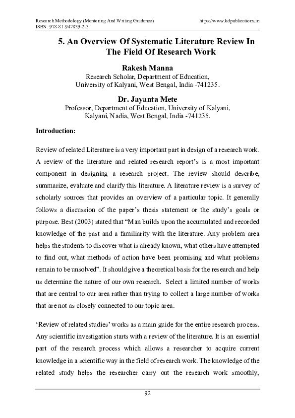 (PDF) 5. An Overview Of Systematic Literature Review In The Field Of ...