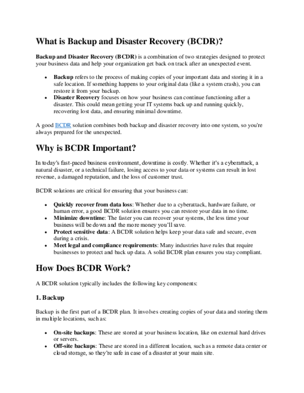 (PDF) What is Backup and Disaster Recovery (BCDR