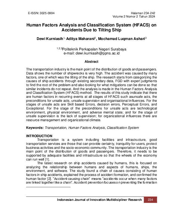 (PDF) Human Factors Analysis and Classification System (HFACS) on ...