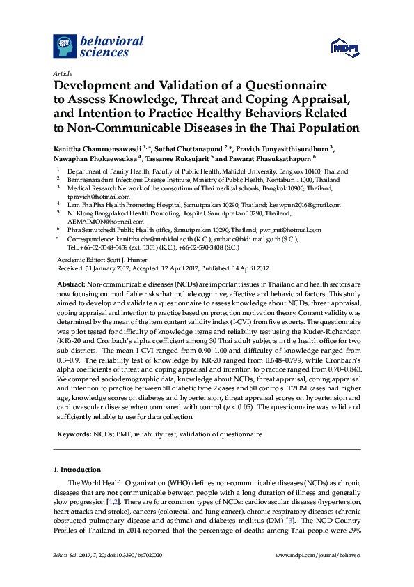 (PDF) Development and Validation of a Questionnaire to Assess Knowledge ...